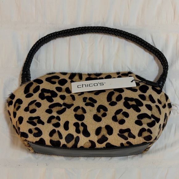 Chico's Handbags - Chico's Leopard Print mini bag in Black and Tan